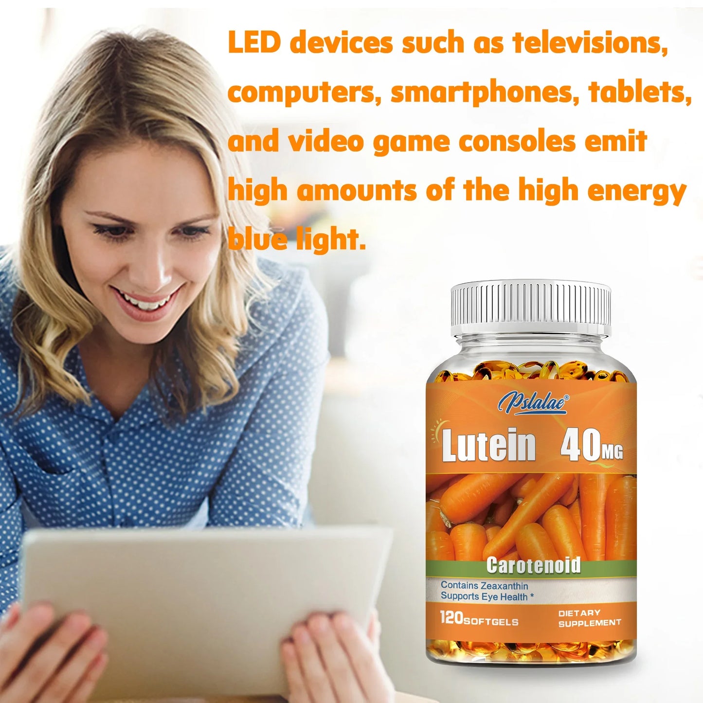 Lutein 40mg - with Zeaxanthin - Supports Healthy Vision, Blue Light Protection, Relieves Eye Fatigue and Dryness - 120 Capsules