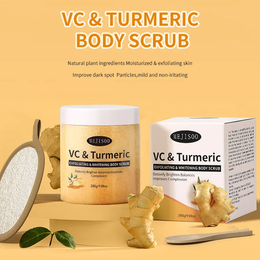 VC & Turmeric Exfoliating Body Scrub Whitening Brightening Remove Dead Skin Nourish Smooth Body Cleanser Skin Care