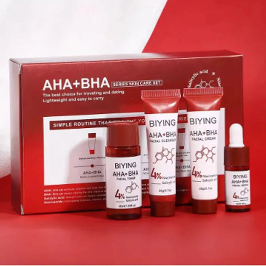 AHA+BHA Series Skin Facial Cleanser Cream Serum Toner Moisturiser Hydrating Toner Serum Cream Foam Facial Skin Care Set