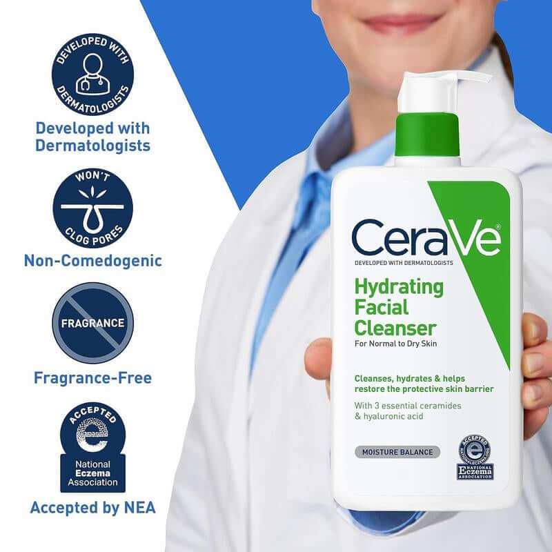 CeraVe Hydrating Facial Cleanser with Night Cream and Moisturizing Cream for ultimate skin hydration and nourishment