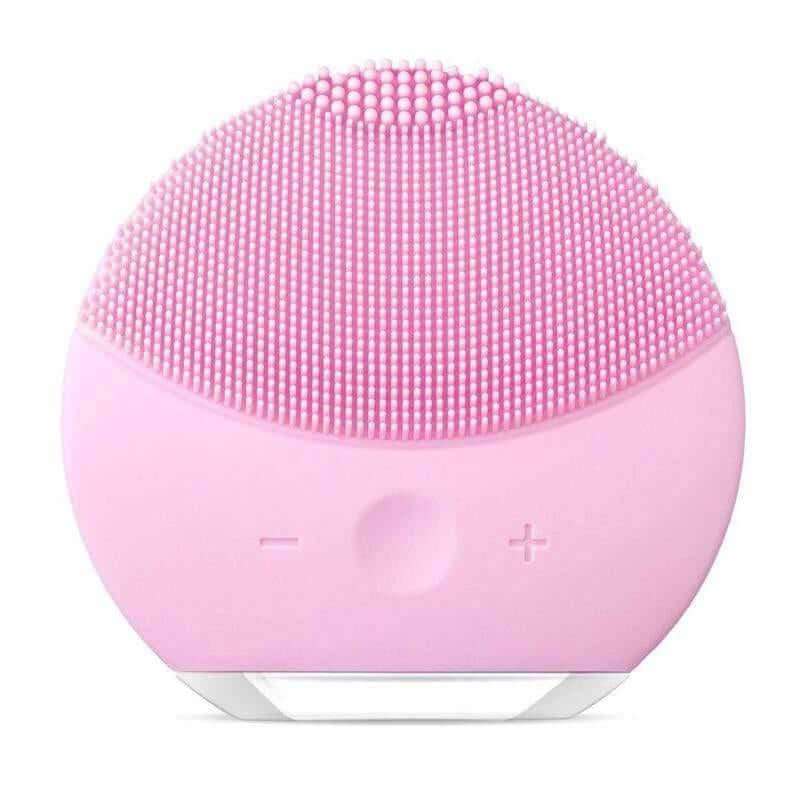 Waterproof sonic facial brush with rotating silicone head for deep pore cleansing and skincare enhancement