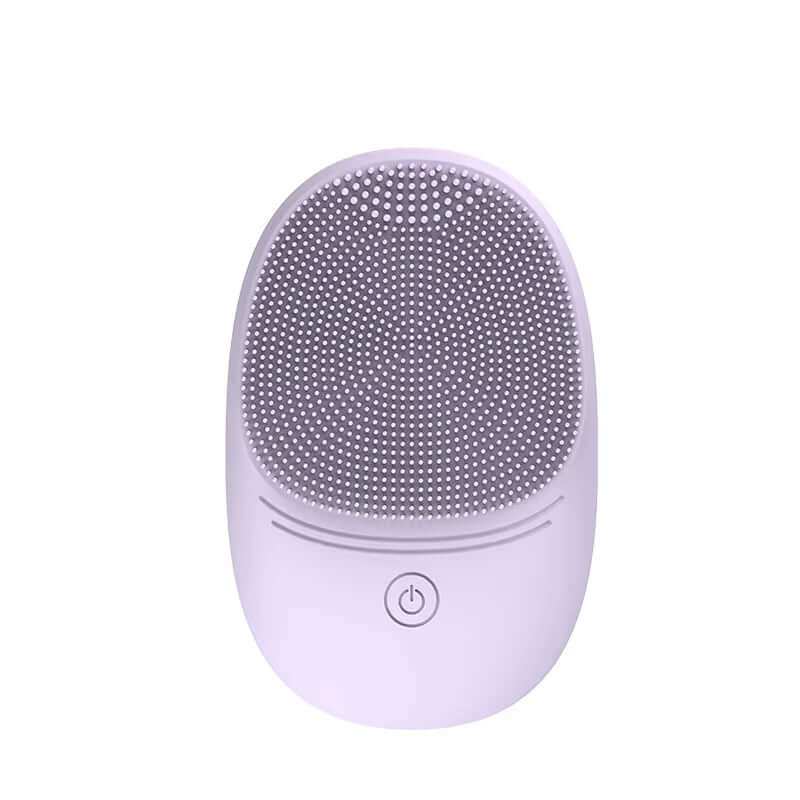 Light grey silicone sonic facial cleanser brush for deep skin cleansing and exfoliation