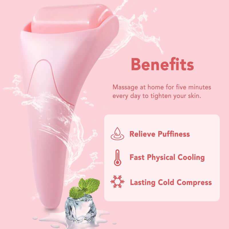FreshRoll Ice Facial Roller with ergonomic handle for soothing skin care and facial massage