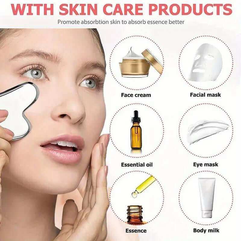 3 in 1 Ice Roller and Gua Sha Set with stainless steel ice roller, gua sha tool, and storage bag for facial massage and skincare benefits
