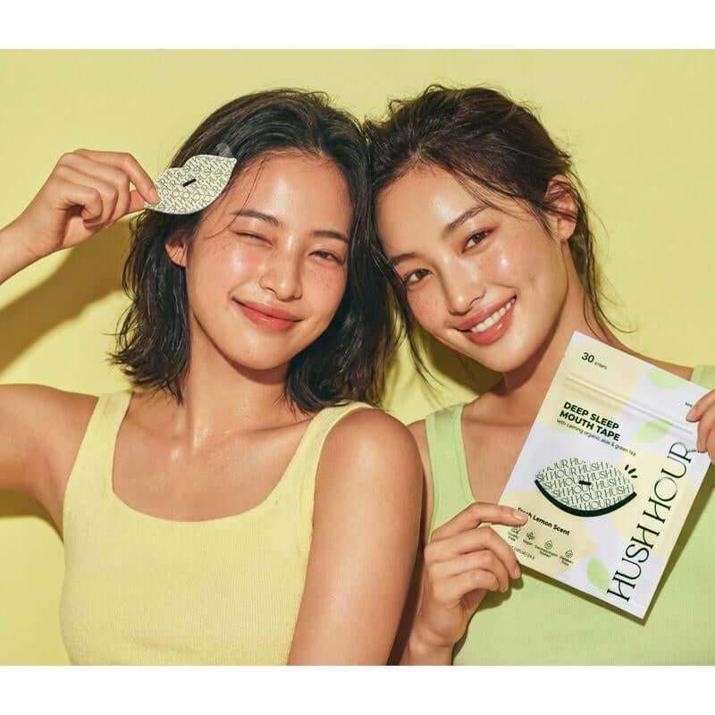 HUSH HOUR Lemon-Scented Mouth Tape strips with aloe and green tea for restful sleep and skin hydration