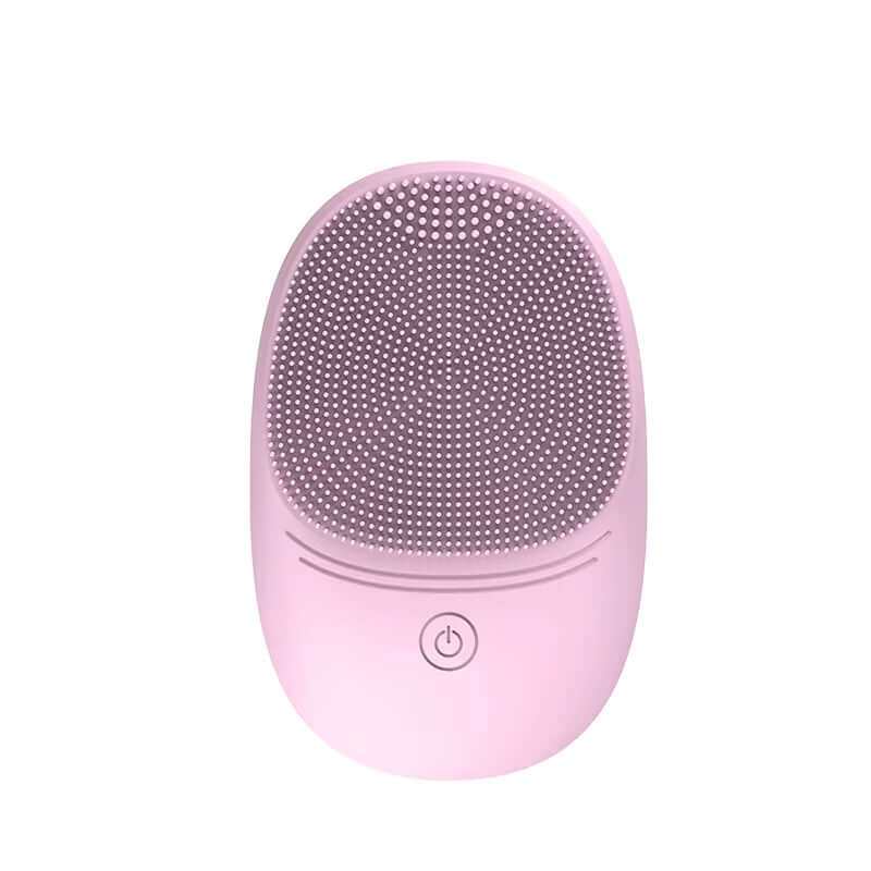 Light grey silicone sonic facial cleanser brush for deep skin cleansing and exfoliation