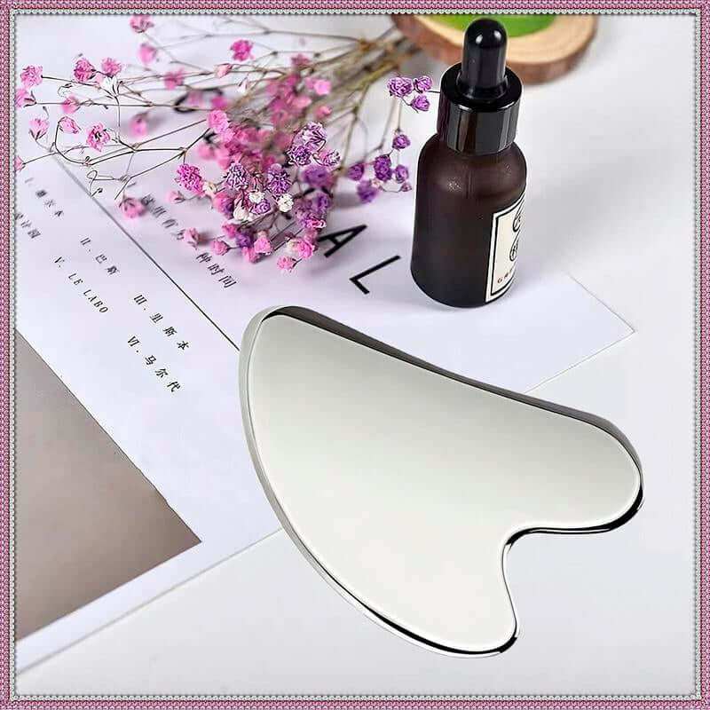 Stainless steel heart shaped gua sha board facial sculpting tool