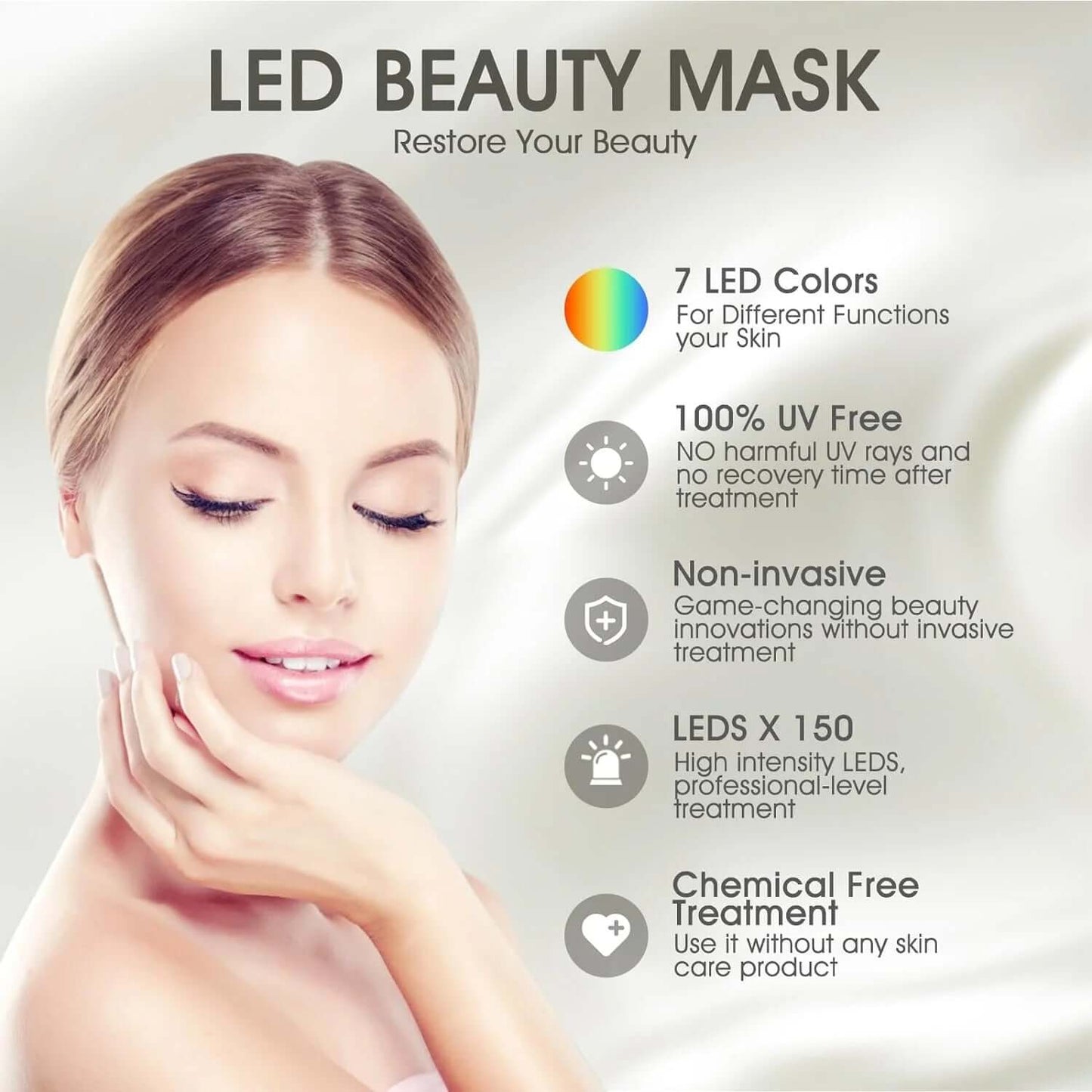 GlowPro LED Therapy Mask with 7-color light therapy and remote control for radiant skin
