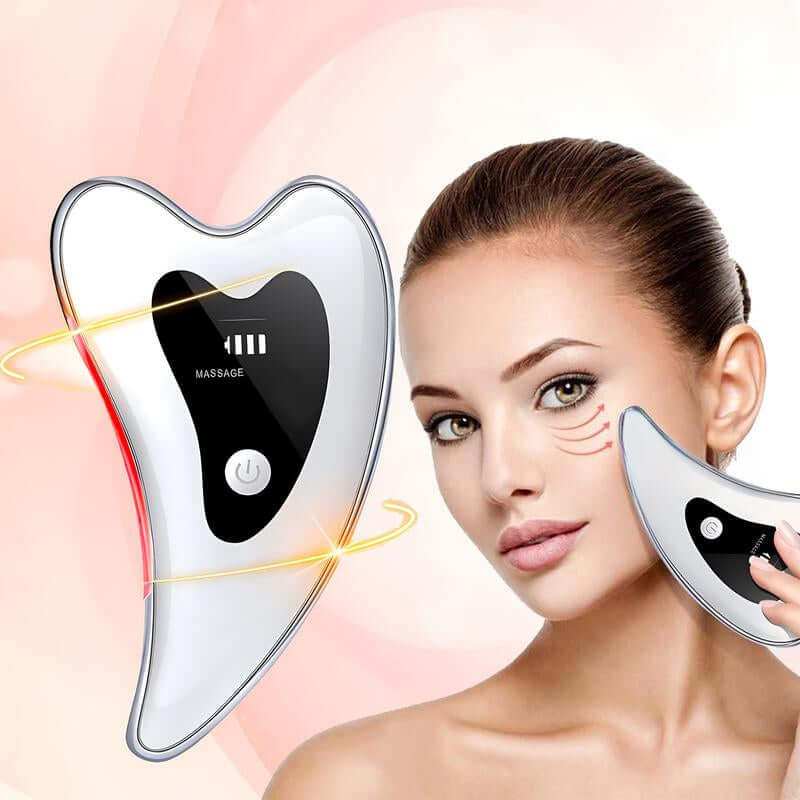 Electric Gua Sha massager with ergonomic design and USB rechargeable for facial and body skin rejuvenation