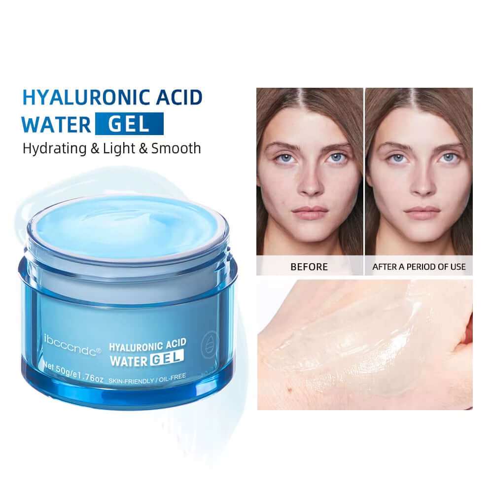 Hyaluronic Water Gel Moisturizer for deep hydration and dry skin relief 50g container