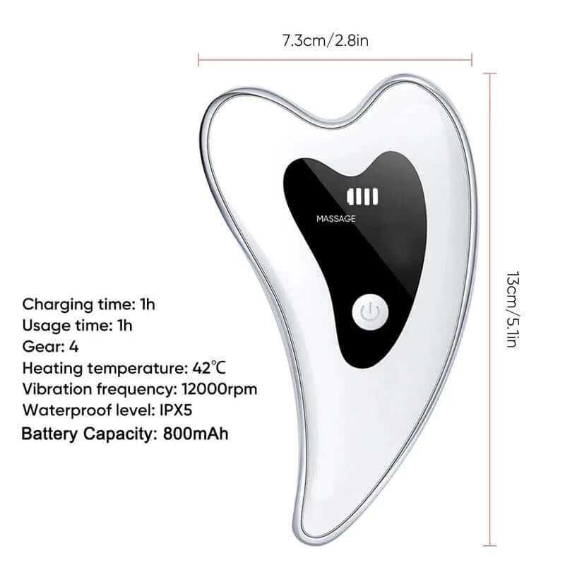 Electric Gua Sha massager for facial and body skincare with gentle vibrations and USB rechargeable design