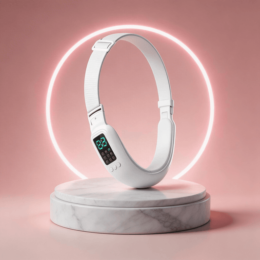 V-Face Sculpting Device with ergonomic design and adjustable strap for double chin treatment