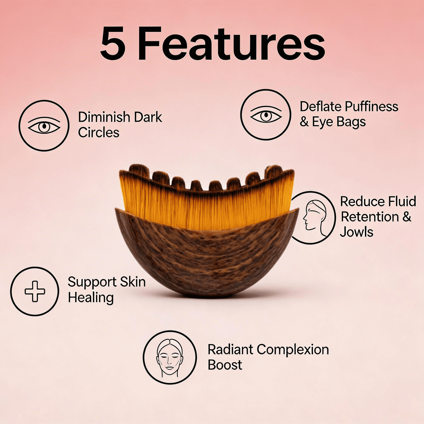 Lymphatic Contour Brush with ergonomic design and soft bristles for facial lymphatic drainage and sculpted jawline