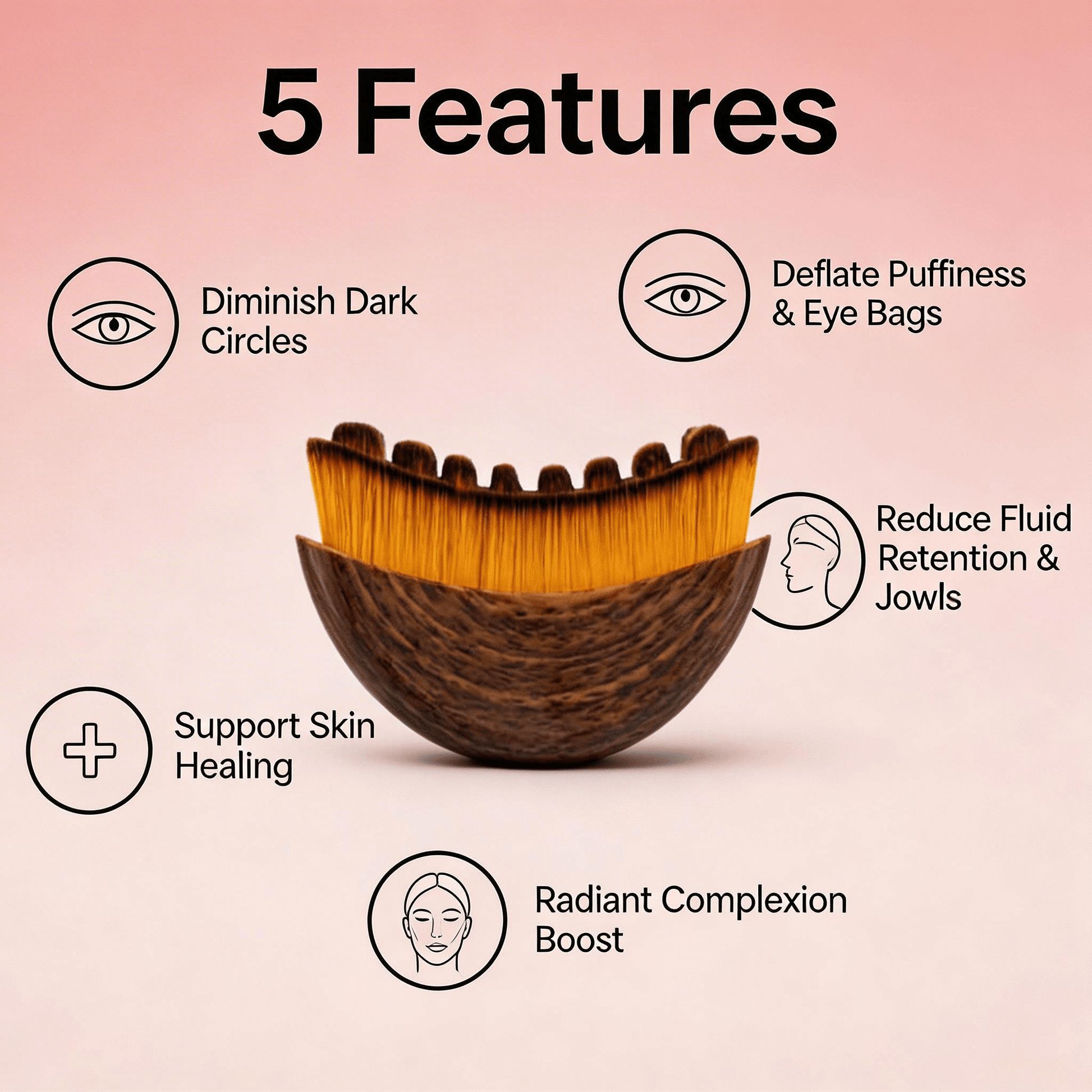Lymphatic Contour Brush with ergonomic design and soft bristles for facial lymphatic drainage and sculpted jawline