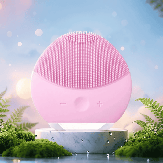 Waterproof sonic facial brush with silicone rotating head for deep pore cleansing and skin rejuvenation