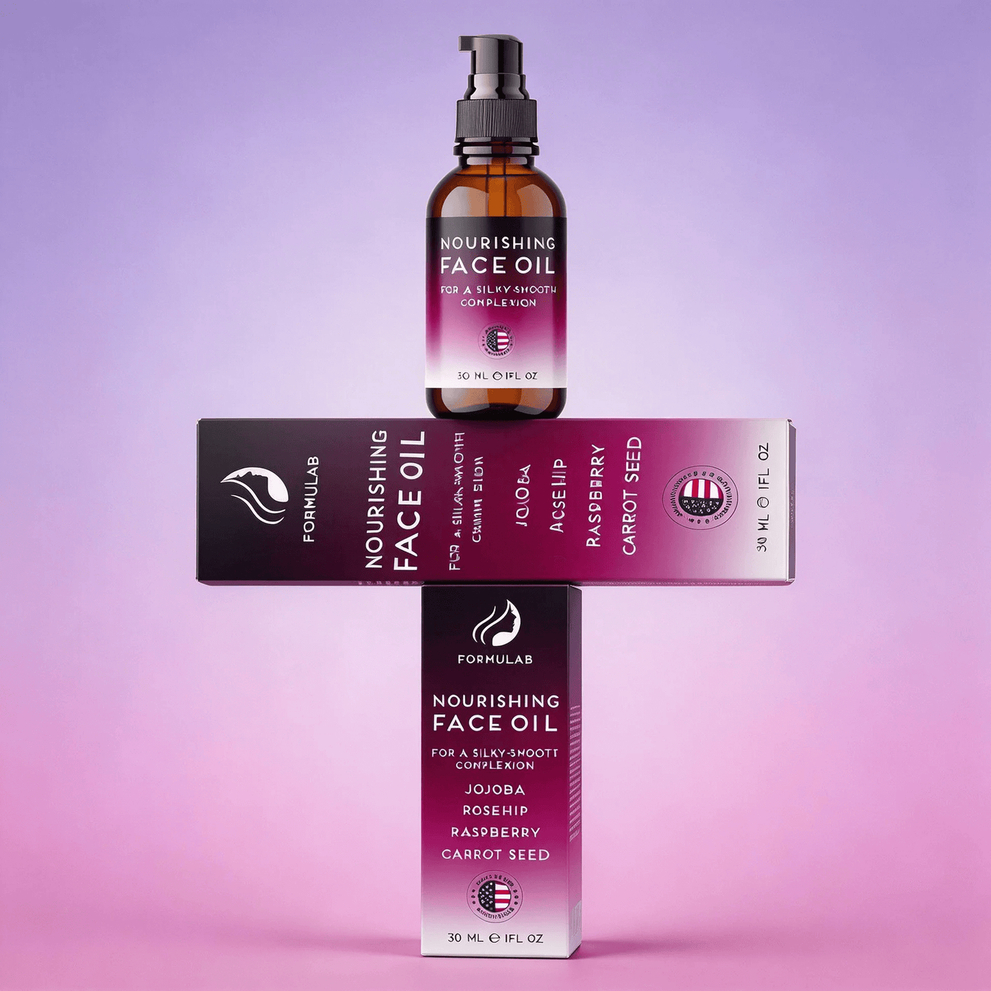 Glazed Donut Face Oil bottle with natural botanical ingredients for radiant skin glow