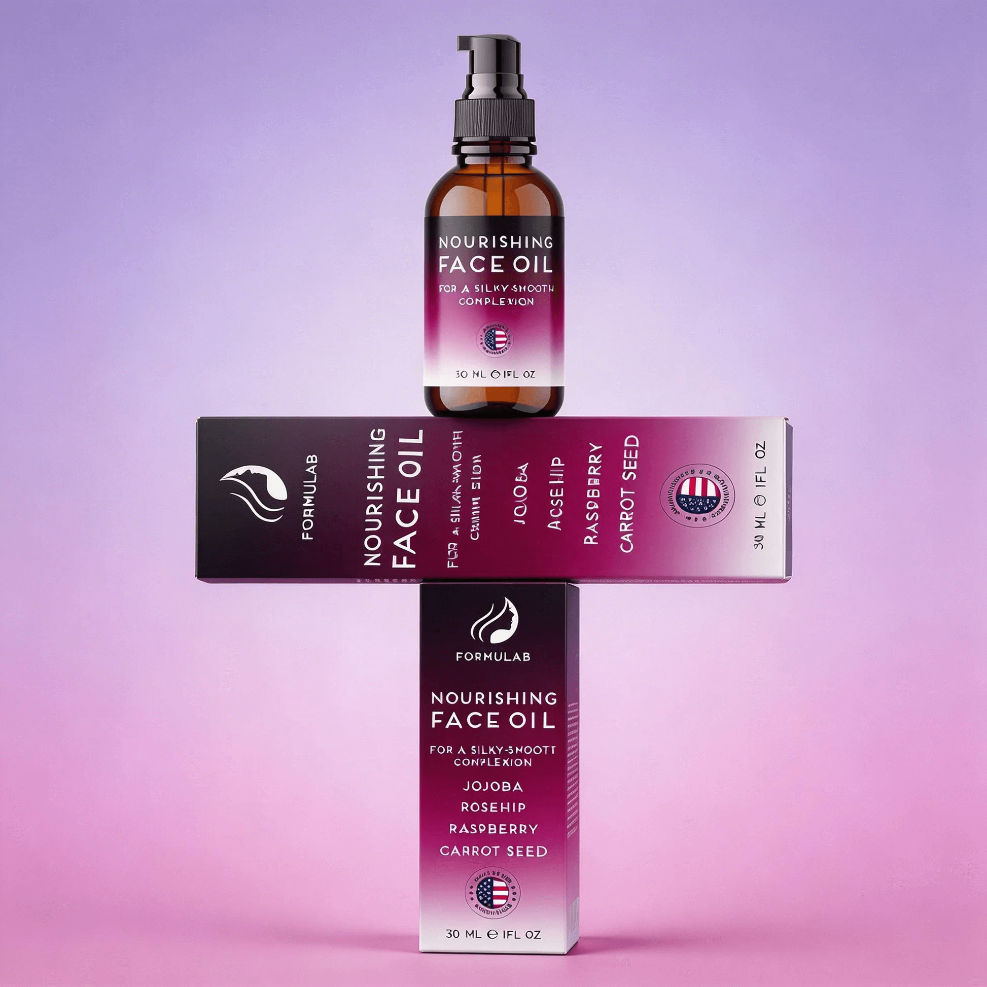 Glazed Donut Face Oil bottle with natural botanical ingredients for radiant skin glow