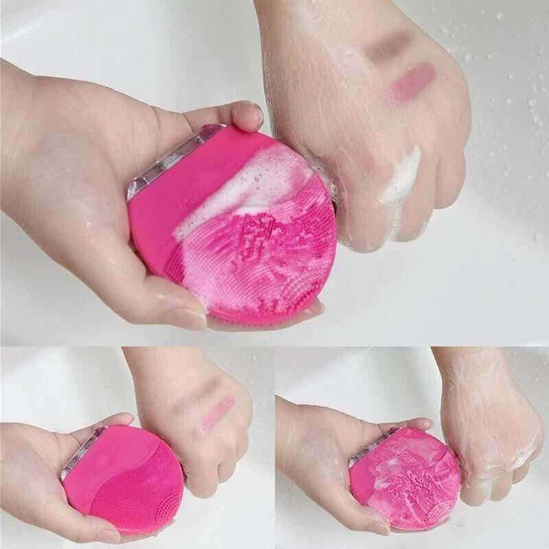 Waterproof sonic facial brush with rotating silicone head for deep pore cleansing and skin rejuvenation