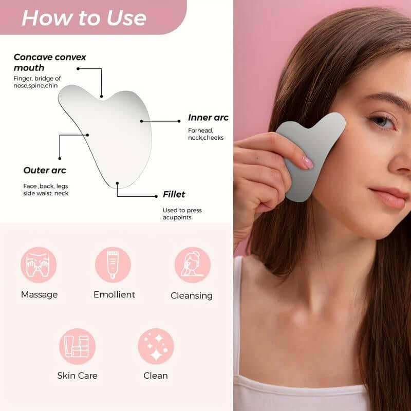 Facial Ice and Gua Sha Set with silicone ice mold, ice roller, and stainless steel gua sha tool for anti-aging skincare and puffiness reduction