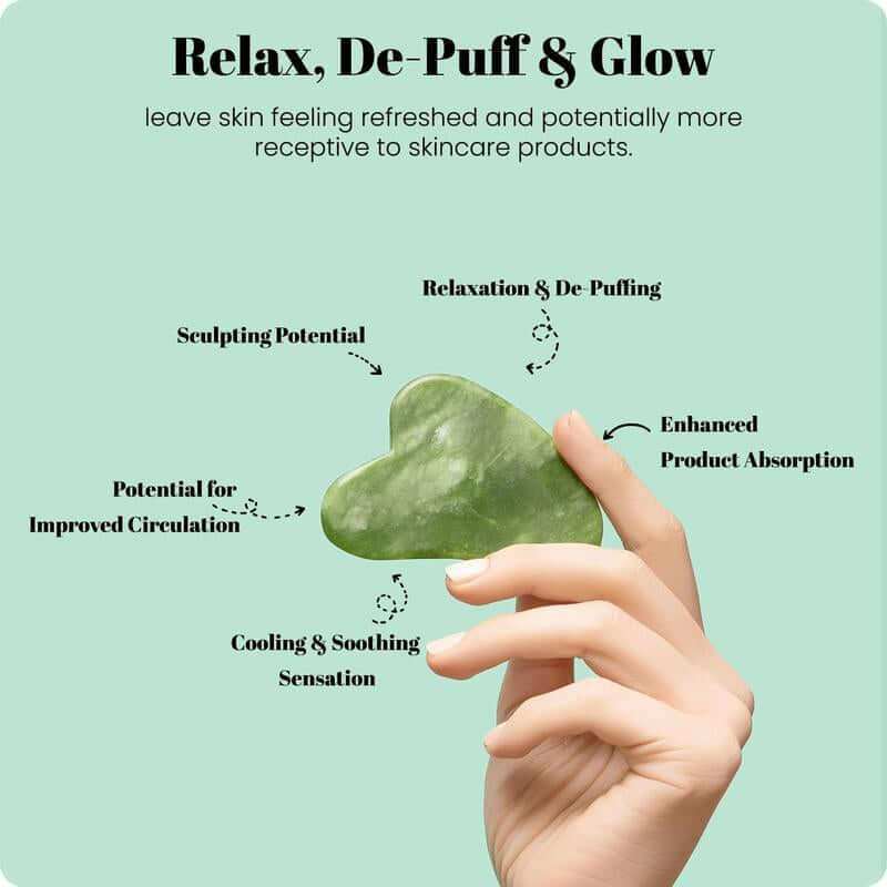 Jade Roller & Gua Sha Set for skin rejuvenation and slimming with natural jade stones