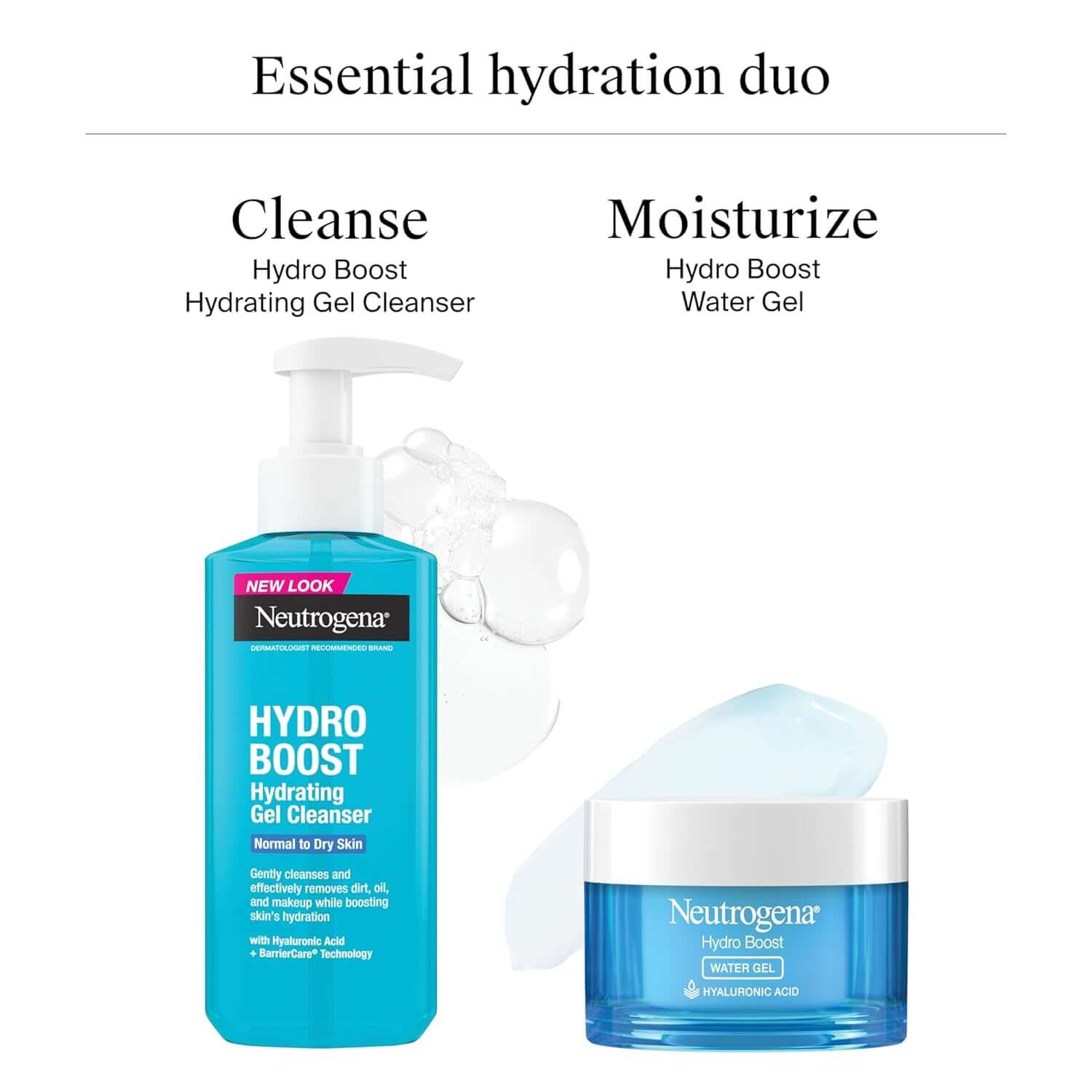 Neutrogena Hydro Boost Cleanser hydrating gel face wash with hyaluronic acid for gentle, effective daily cleansing and makeup removal