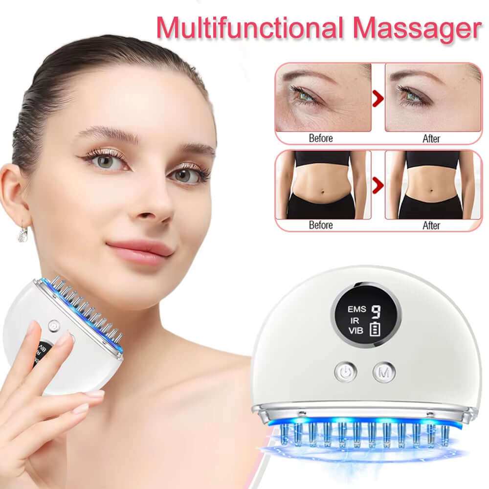 Microcurrent Face Massager Electric Gua Sha Tool with LED Light Therapy and Adjustable Modes