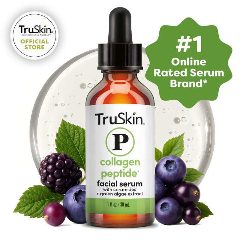 TruSkin Collagen Peptide Serum with ceramides and green algae for firm, hydrated skin