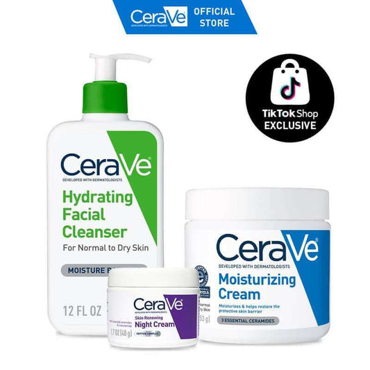 CeraVe Hydrating Facial Cleanser with night and moisturizing creams for ultimate hydration and skin nourishment