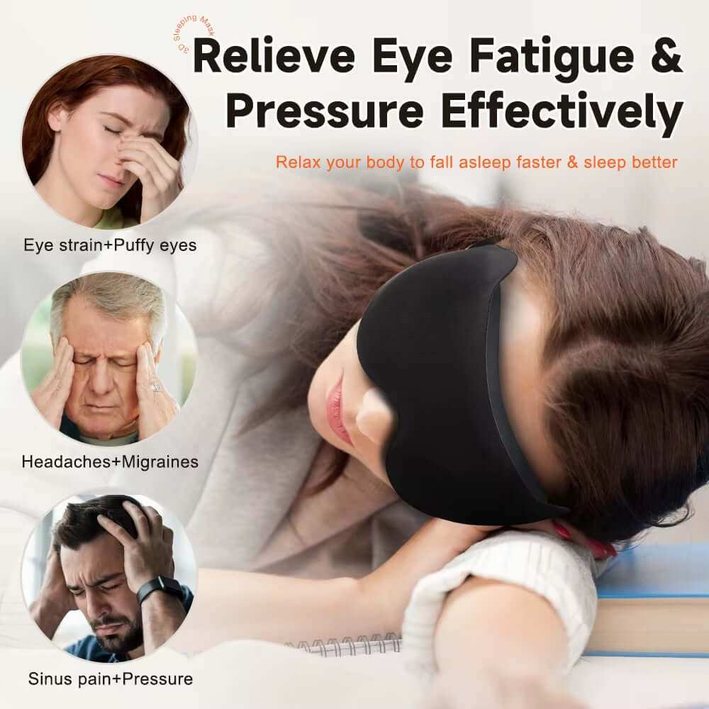 3D Contour Sleep Mask black padded eye cover for restful sleep