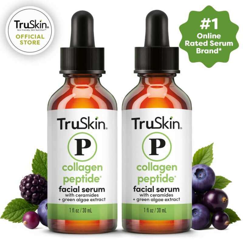 TruSkin Collagen Peptide Serum with ceramides and green algae extract for firming, hydrating, and anti-aging skincare