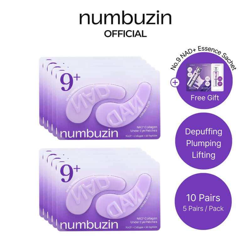 NAD+ Brightening Eye Patches with purple glitter for under-eye depuffing and wrinkle reduction
