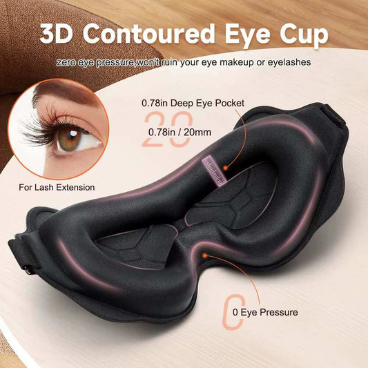 3D contour sleep mask with ergonomic eye cups for comfortable sleep
