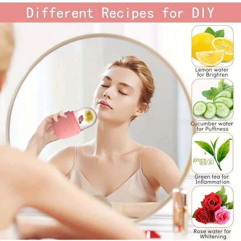 3 in 1 Ice Roller and Gua Sha Set with stainless steel tools and storage bag for facial massage and skincare routine