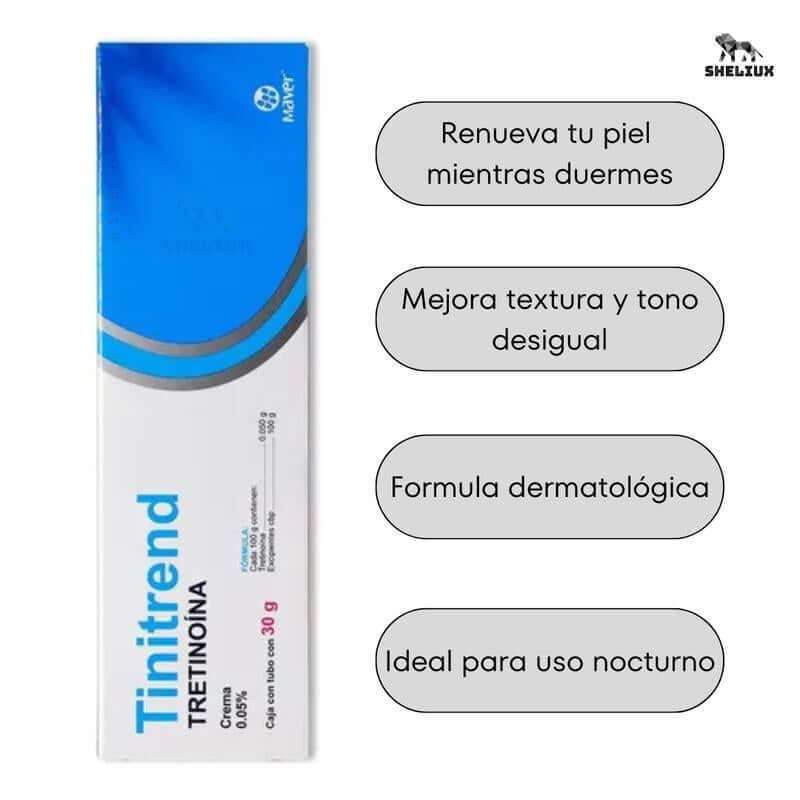 Overnight Tretinoin Cream 0.05% facial cream for hydration and elasticity, made in Mexico