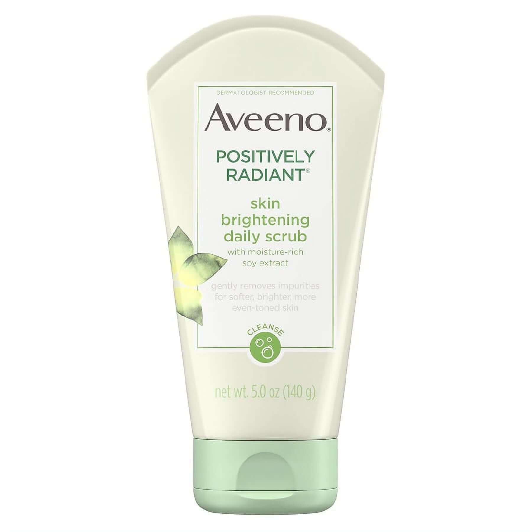 Aveeno Daily Radiance Exfoliating Scrub with soy extract for gentle daily skin brightening and exfoliation