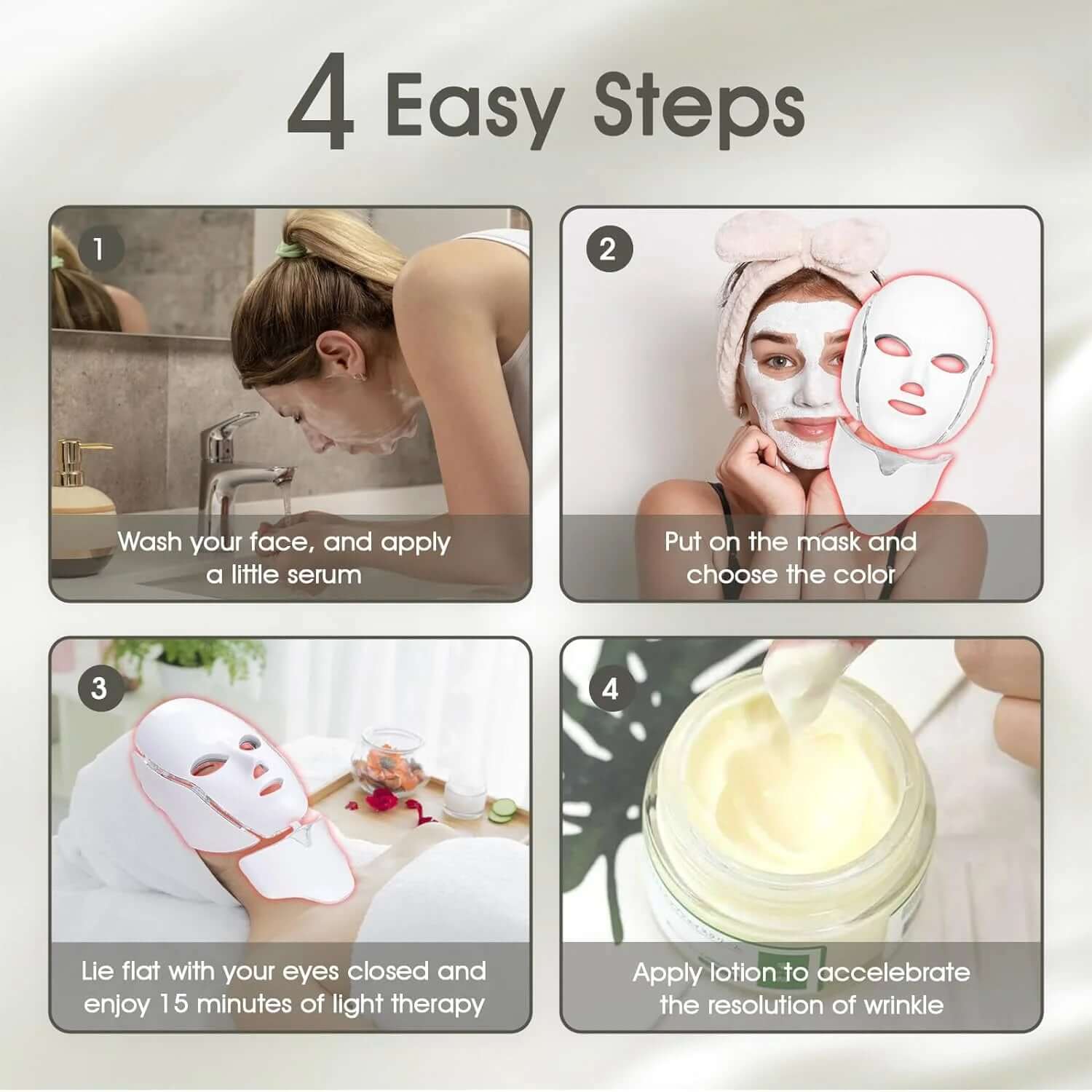 GlowPro LED Therapy Mask with remote control and 7 light colors for skin rejuvenation and inflammation reduction