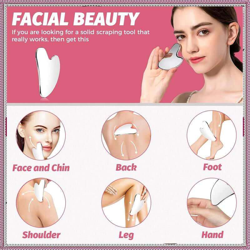 Stainless Steel Heart Shaped Gua Sha Board premium face sculpting skincare tool
