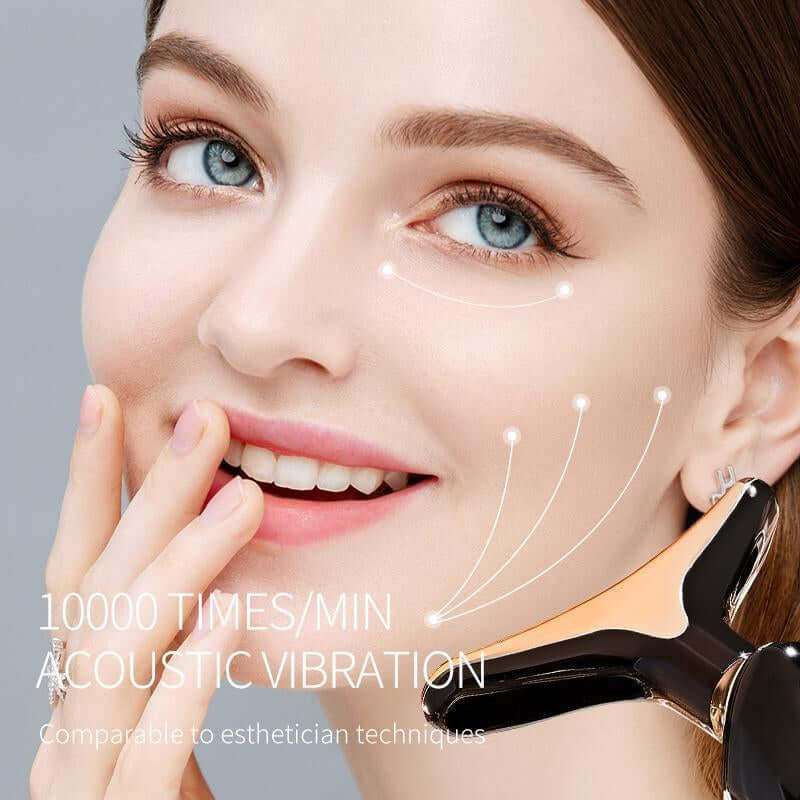 Premier Lift Microcurrent Device sleek gold facial massage and skin lifting tool on white background