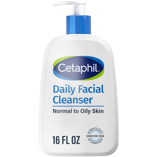 Cetaphil Daily Facial Cleanser bottle for sensitive, combination to oily skin, 16 oz