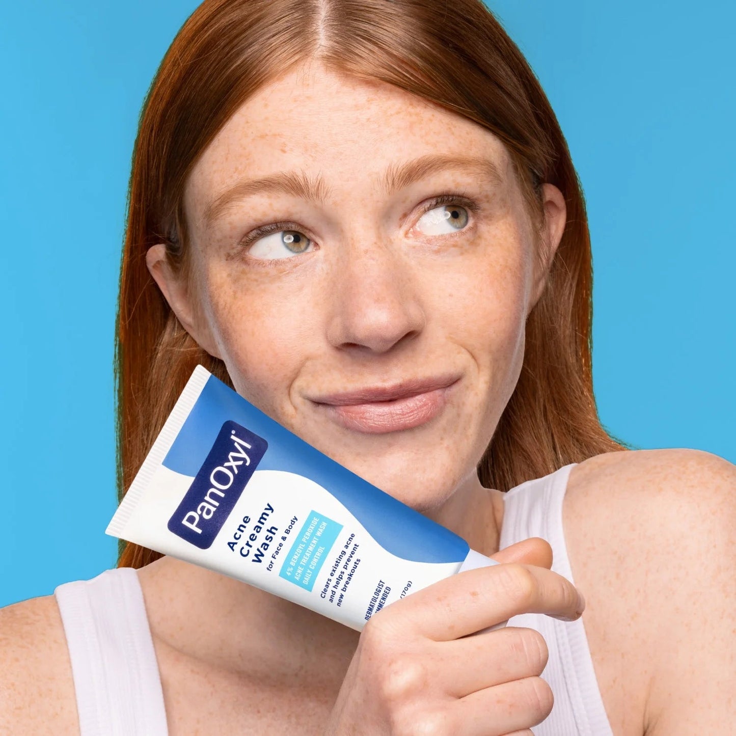 4% Benzoyl Peroxide Acne Creamy Wash by PanOxyl, dermatologist recommended, gentle daily acne cleanser with Aloe, Jojoba Oil, Niacinamide, and Beta Glucan for clear, moisture-balanced skin.