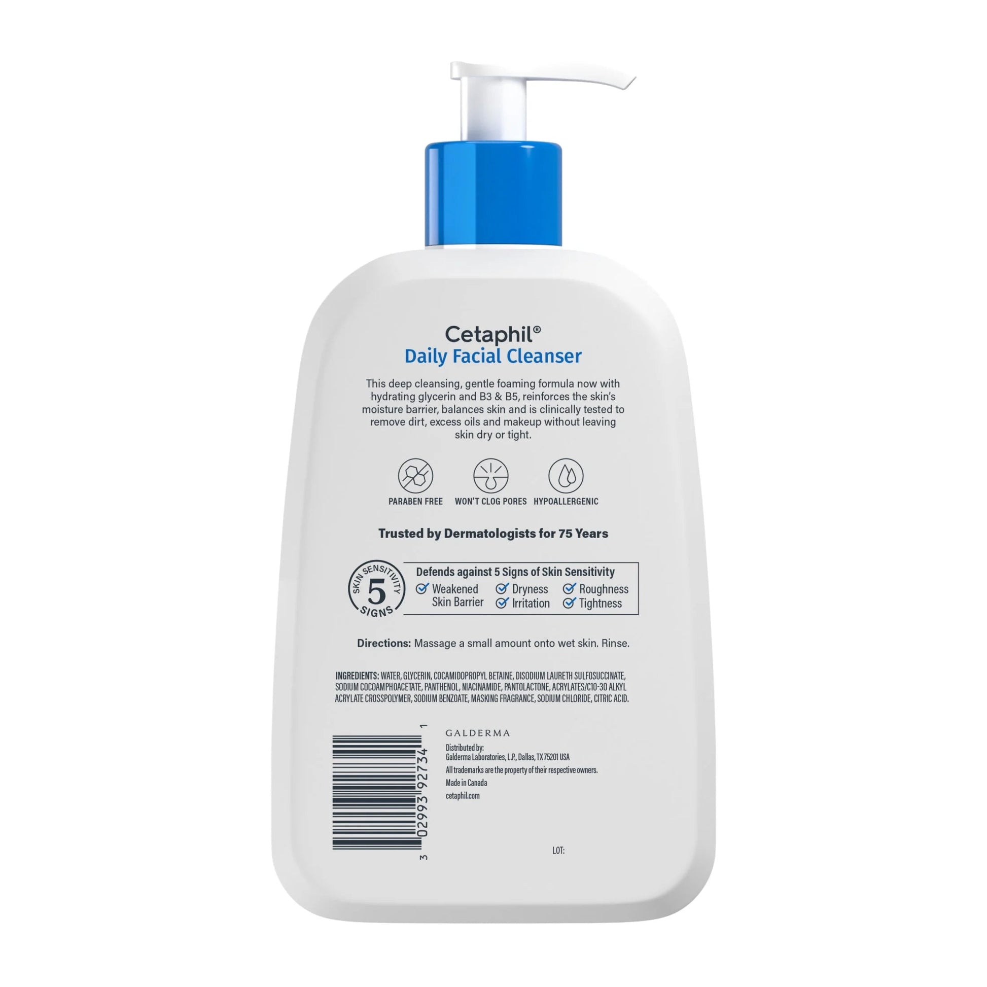 Cetaphil Daily Facial Cleanser for sensitive, combination to oily skin, 16 oz bottle