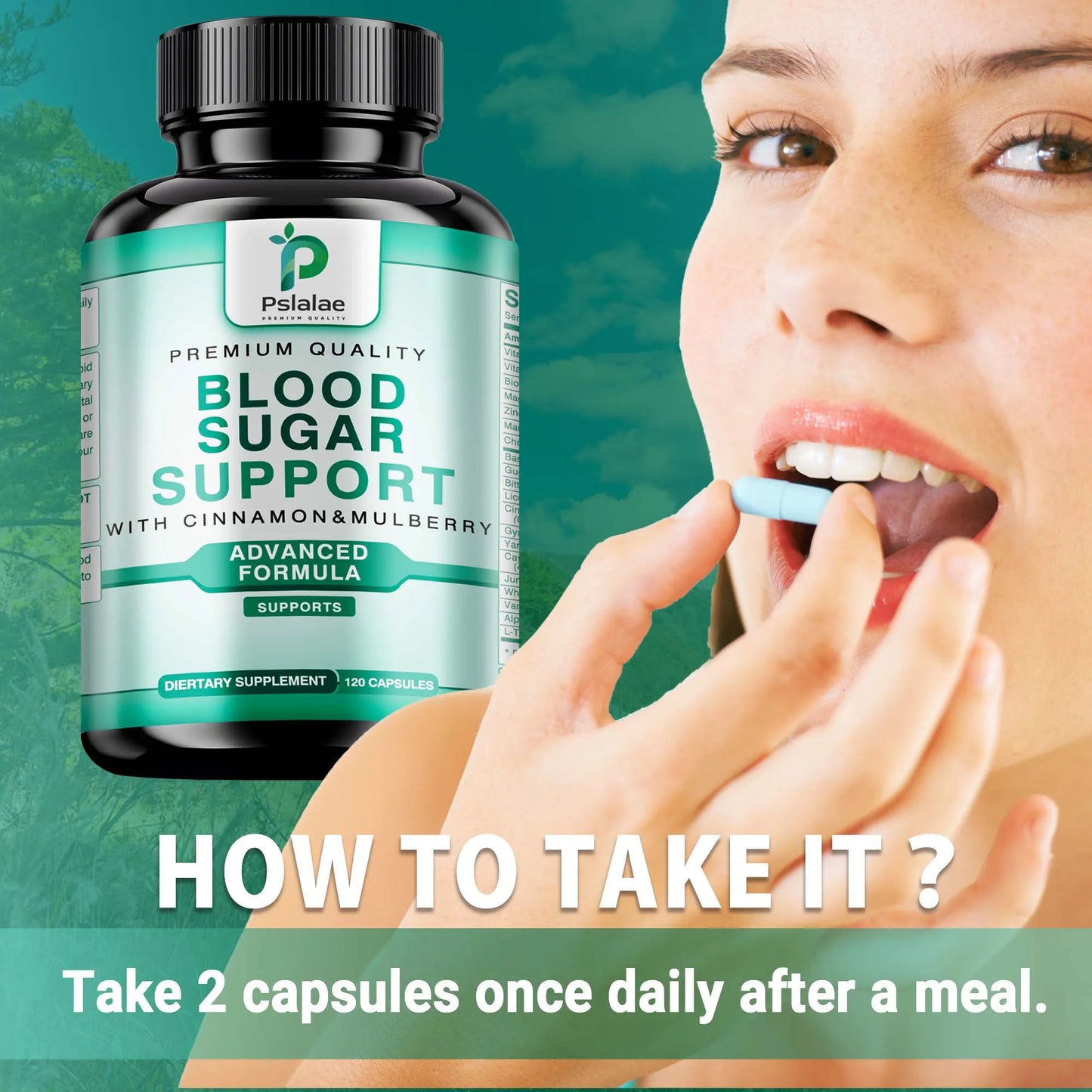 Blood Sugar Support - Controls Blood Sugar Levels, Supports Heart Health, Glucose Metabolism - 120 Capsules