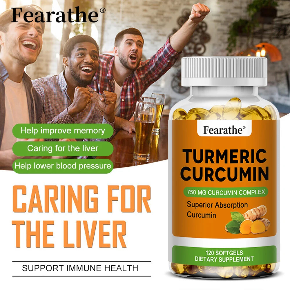 Organic High Quality Turmeric Curcumin Capsules - Joint, Brain Cognitive & Digestive Health, Antioxidant, Support Immune Health