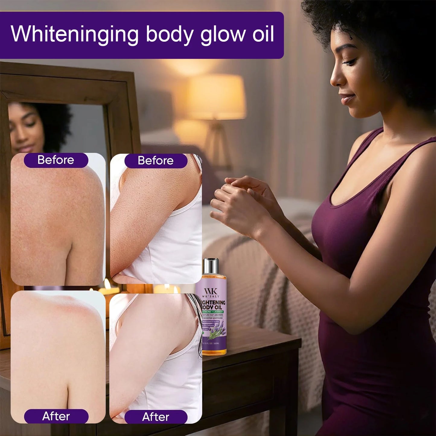 WK JALY Whitening Essential Body Oil Series, Clean Skin, Moisturizing, Nourishing, Remove Acne, Black Spots, for All Skin Types