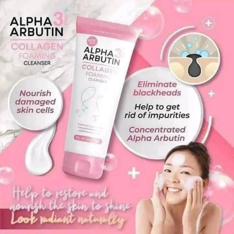 Thai Facial Cleanser ALPHA ARBUTIN 3 PLUS Deep Cleaning Pores Oil Dirt Without Blackhead Shrinkage Pores Cleansing 120ml