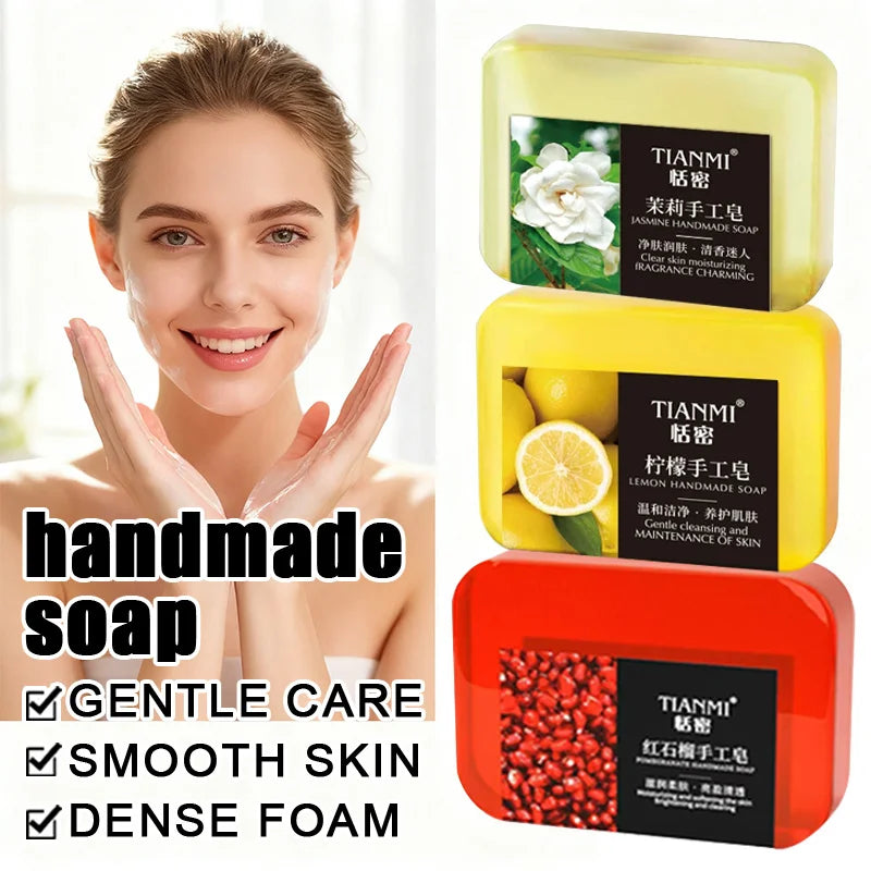 6PCS Fruit & Flower Scented Handmade Soap (Lemon, Jasmine, Sandalwood, and 3 Other Fragrances) – Gentle Facial Cleansing