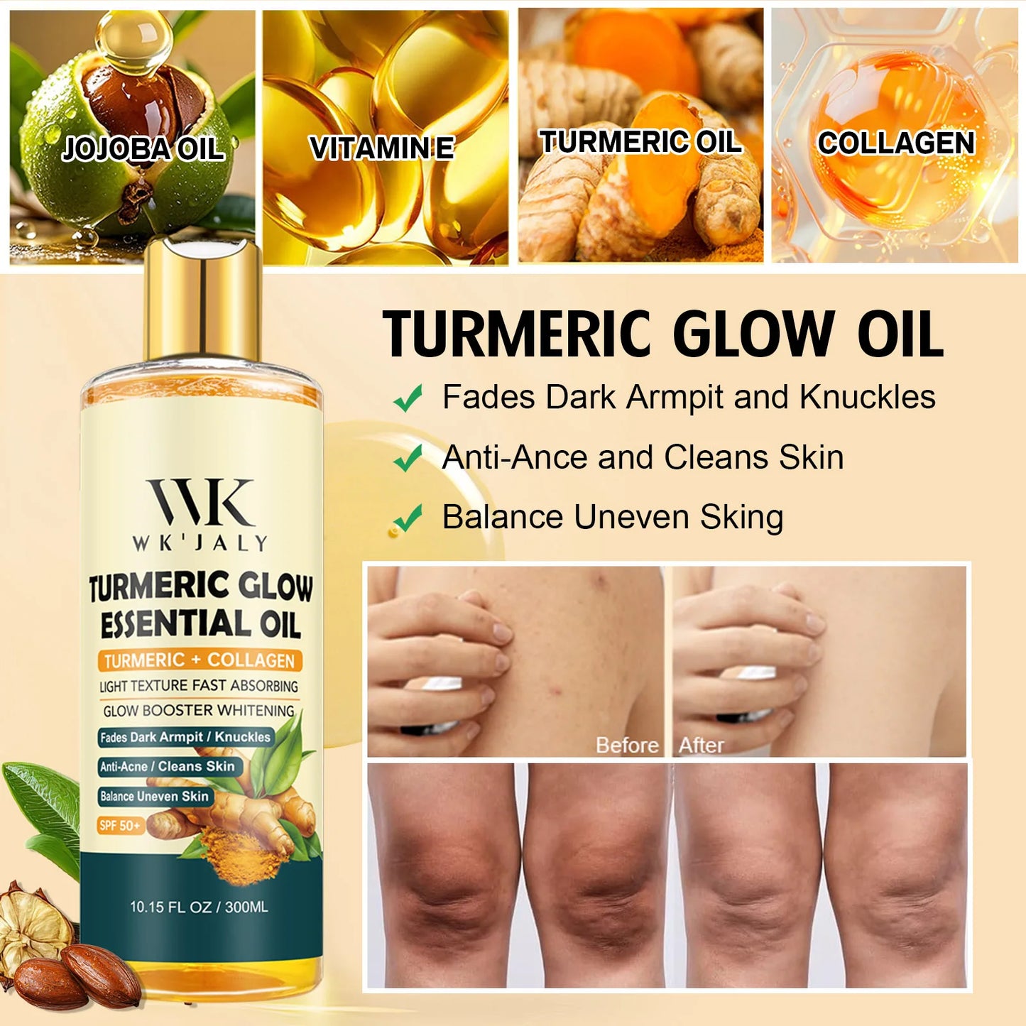 WK JALY Whitening Essential Body Oil Series, Clean Skin, Moisturizing, Nourishing, Remove Acne, Black Spots, for All Skin Types