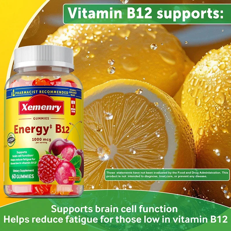 Vitamin B12 Gummies - It Helps Maintain Energy, Boosts Metabolism, and Supports Bones and The Immune System