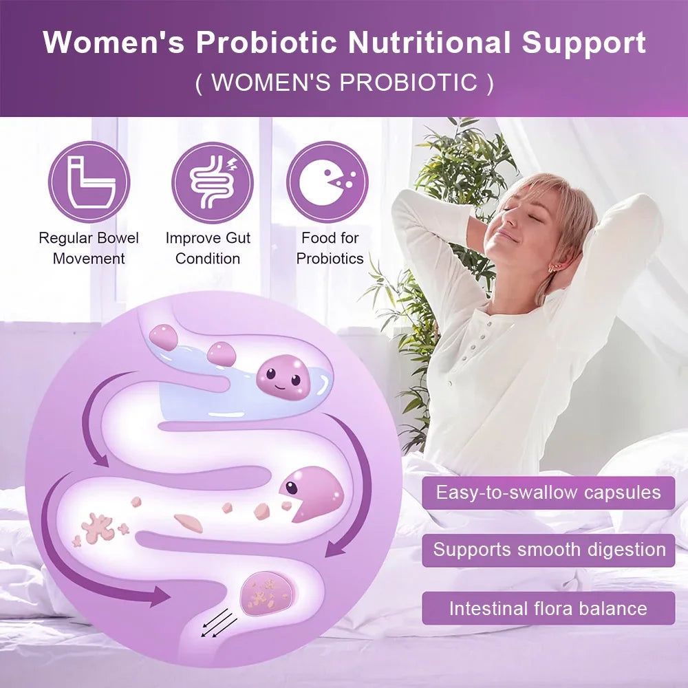 Women's Daily Probiotics, Containing Prebiotics, 180 Billion CFU, Promotes Digestive Health and Strengthens The Immune System