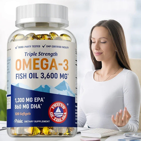 Omega 3 Fish Oil Supplement Omega-3, EPA and DHA, Relieve Brain and Joint Fatigue, Support Bone and Heart Health - 120 Capsules